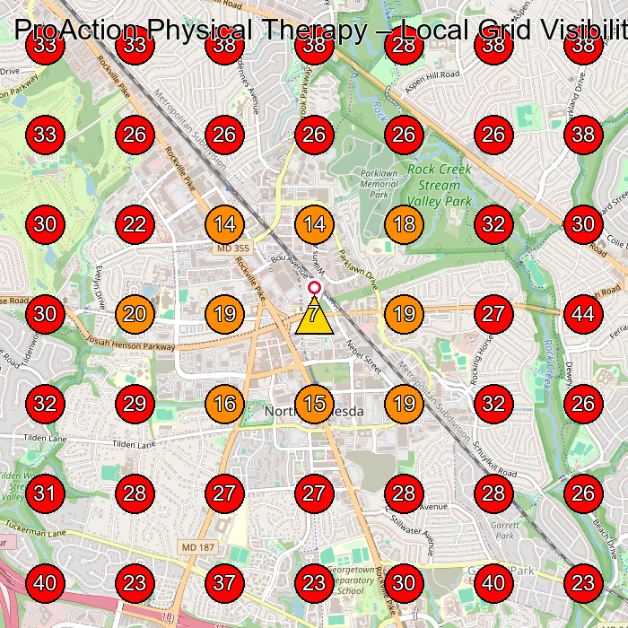 ProAction Physical Therapy GeoGrid visibility map for Home Builder in Rockville